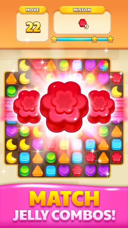 Spielszene aus Jelly Drops - Puzzle Game mit zerlaufendem Gelee